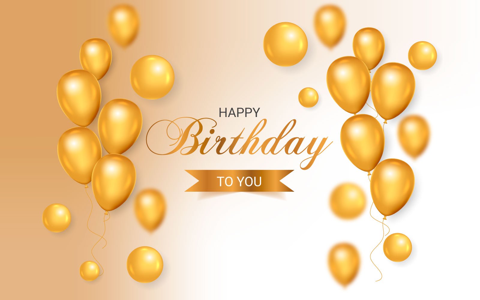 Birthday greeting vector template design. Happy birthday text with golden color  ballon