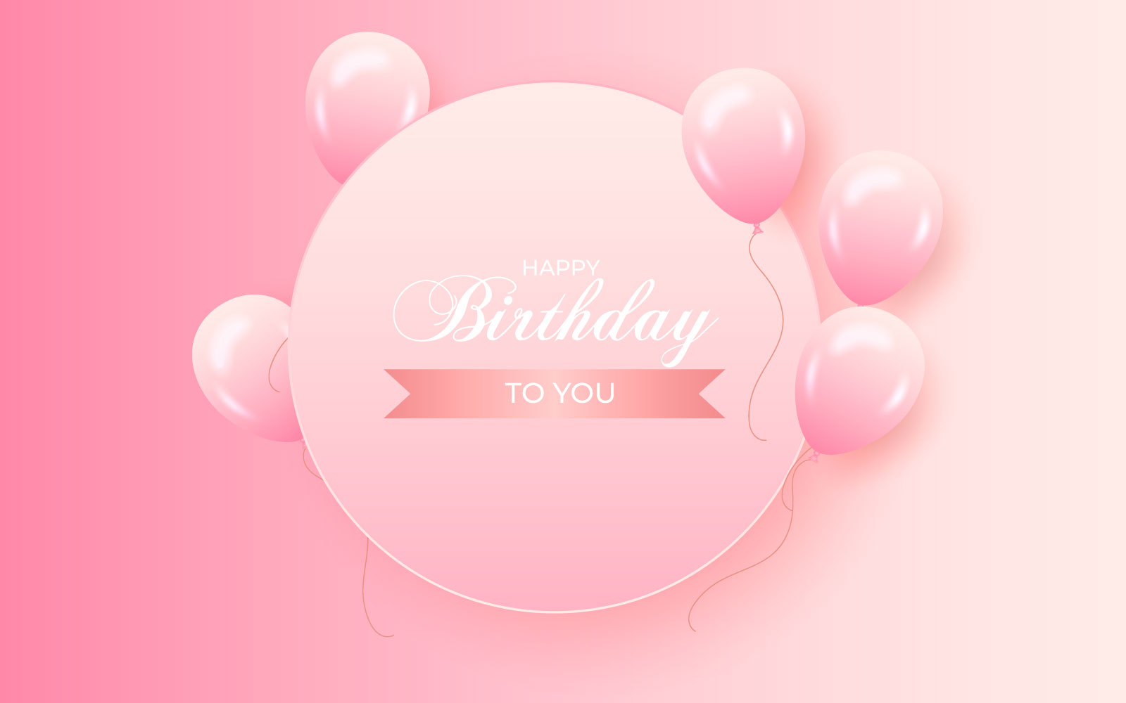 Birthday greeting vector template design. Happy birthday text with pink  balloon