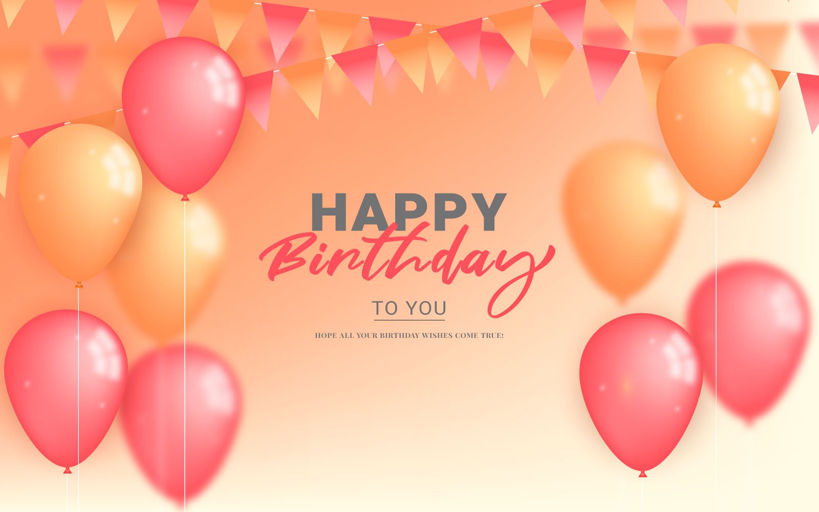 Birthday greeting vector template design. Happy birthday text  with balloon