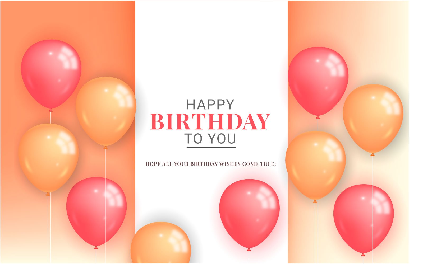 Birthday greeting vector template design. Happy birthday with gold balloons