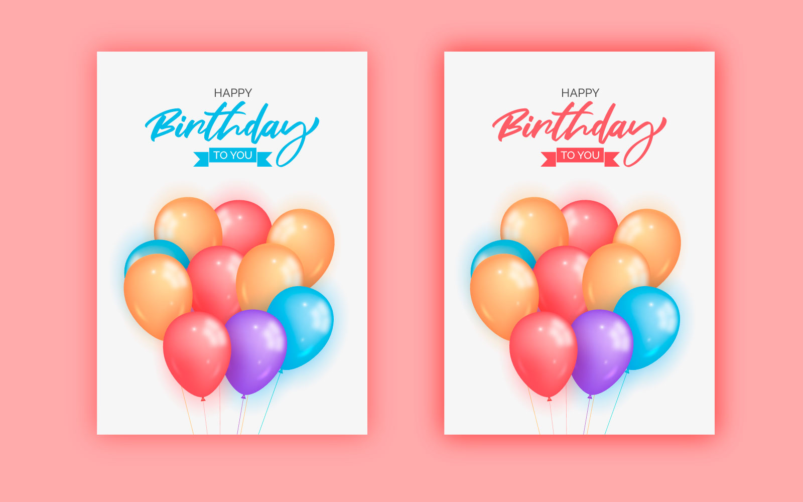 Birthday greeting vector template design. Happy birthday text  with multi color balloons