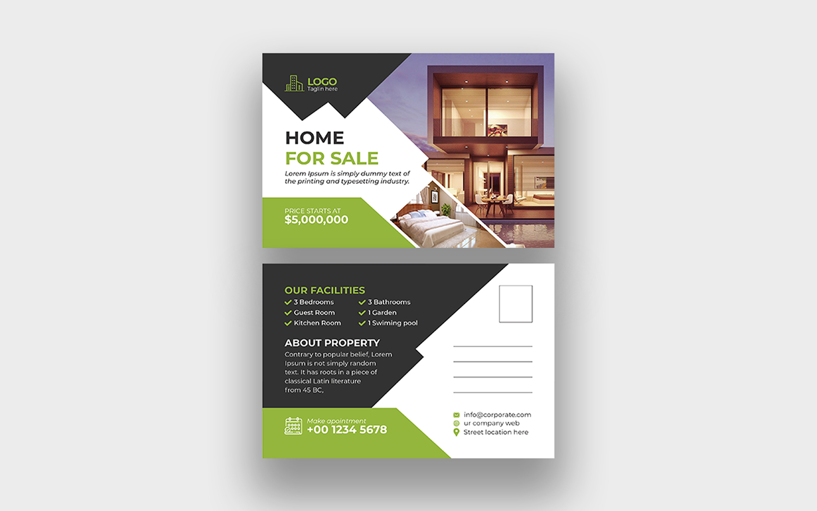 Modern Real Estate Postcard Design Template