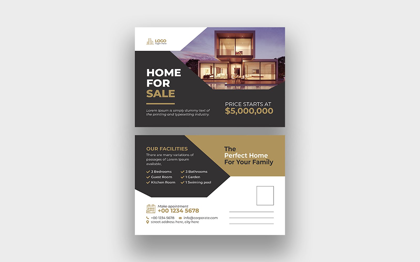 Real Estate Agent Business Postcard Template Creative Real estate Postcard Template