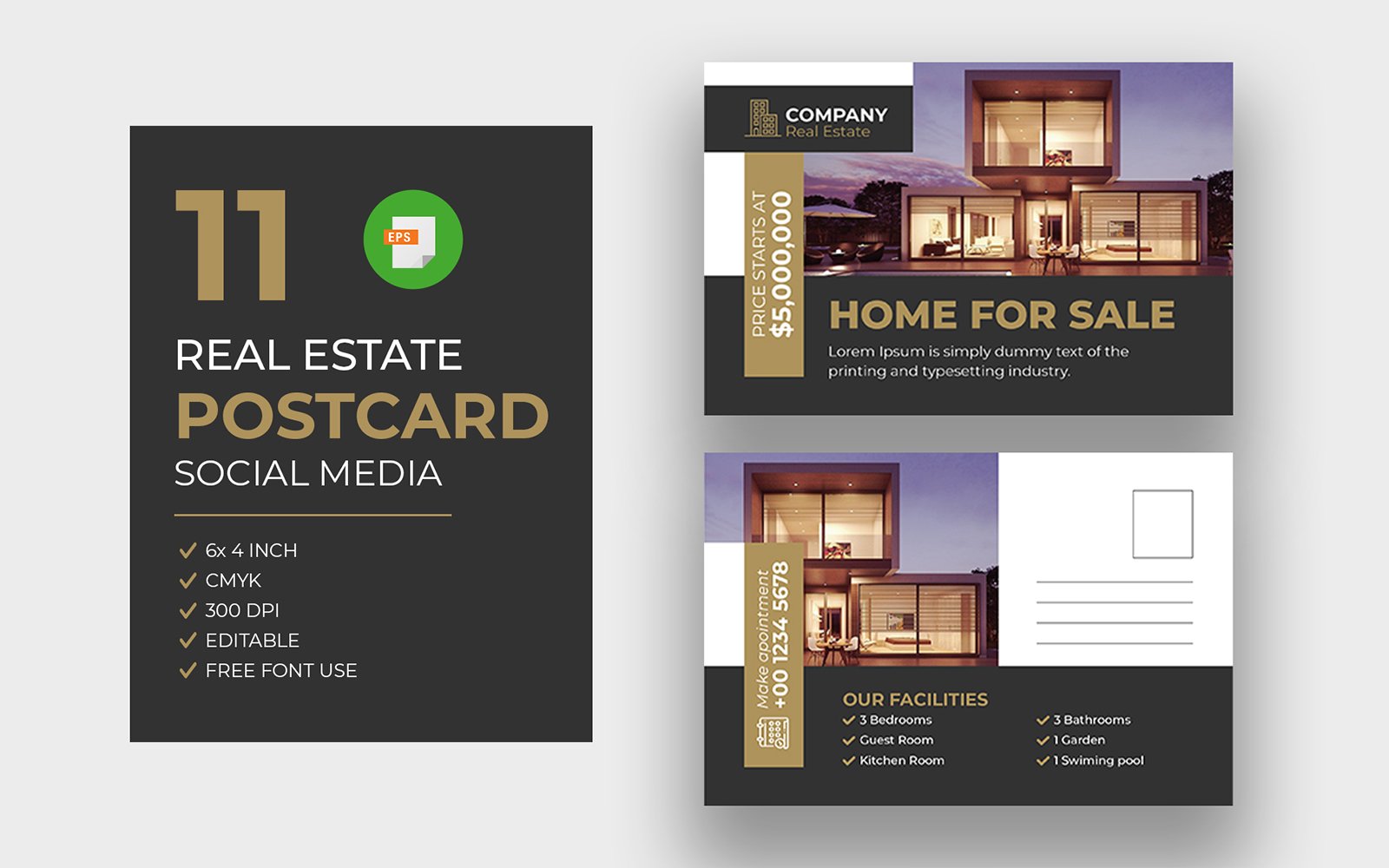 Real estate home postcard bundle