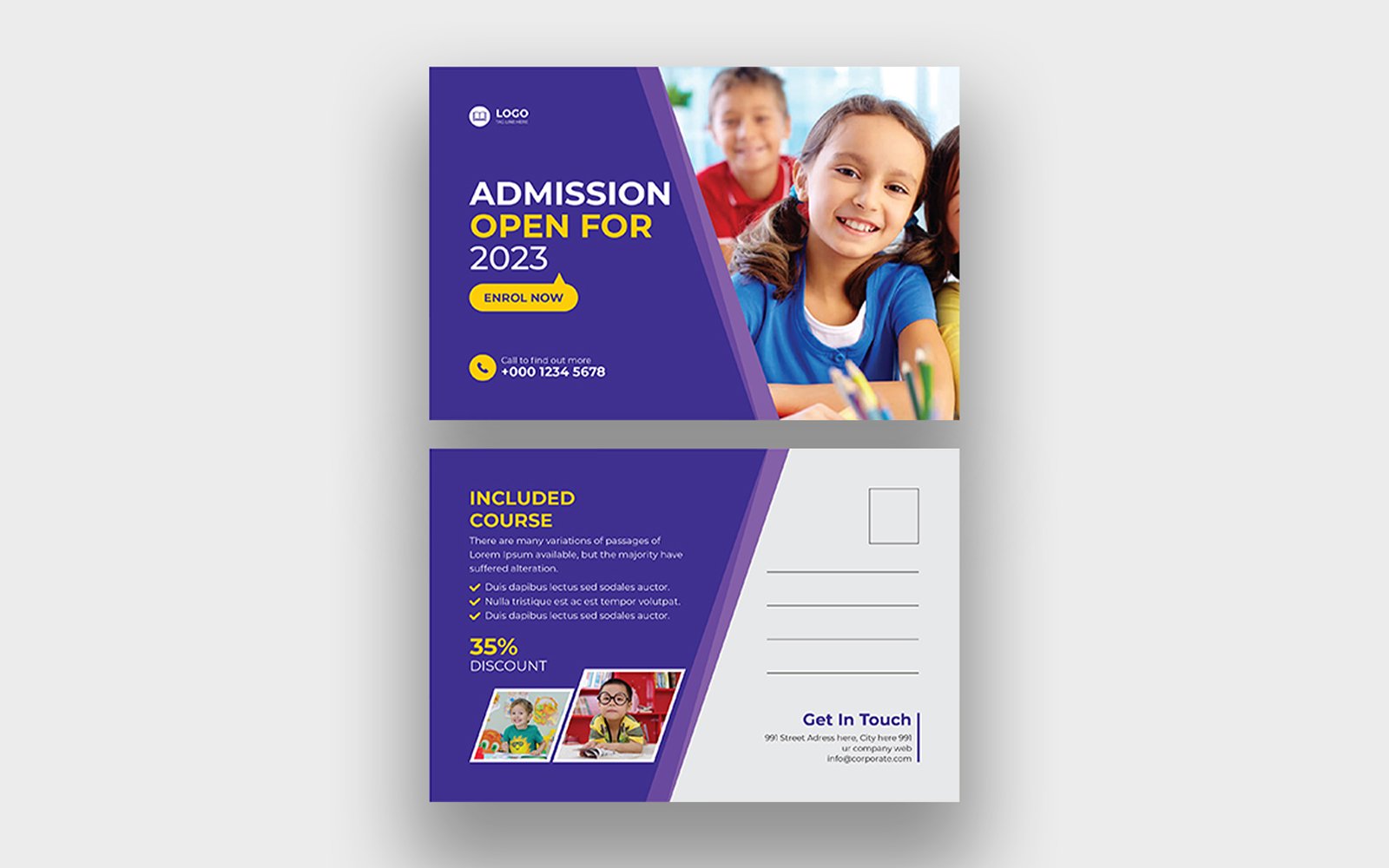 School admission postcard Template