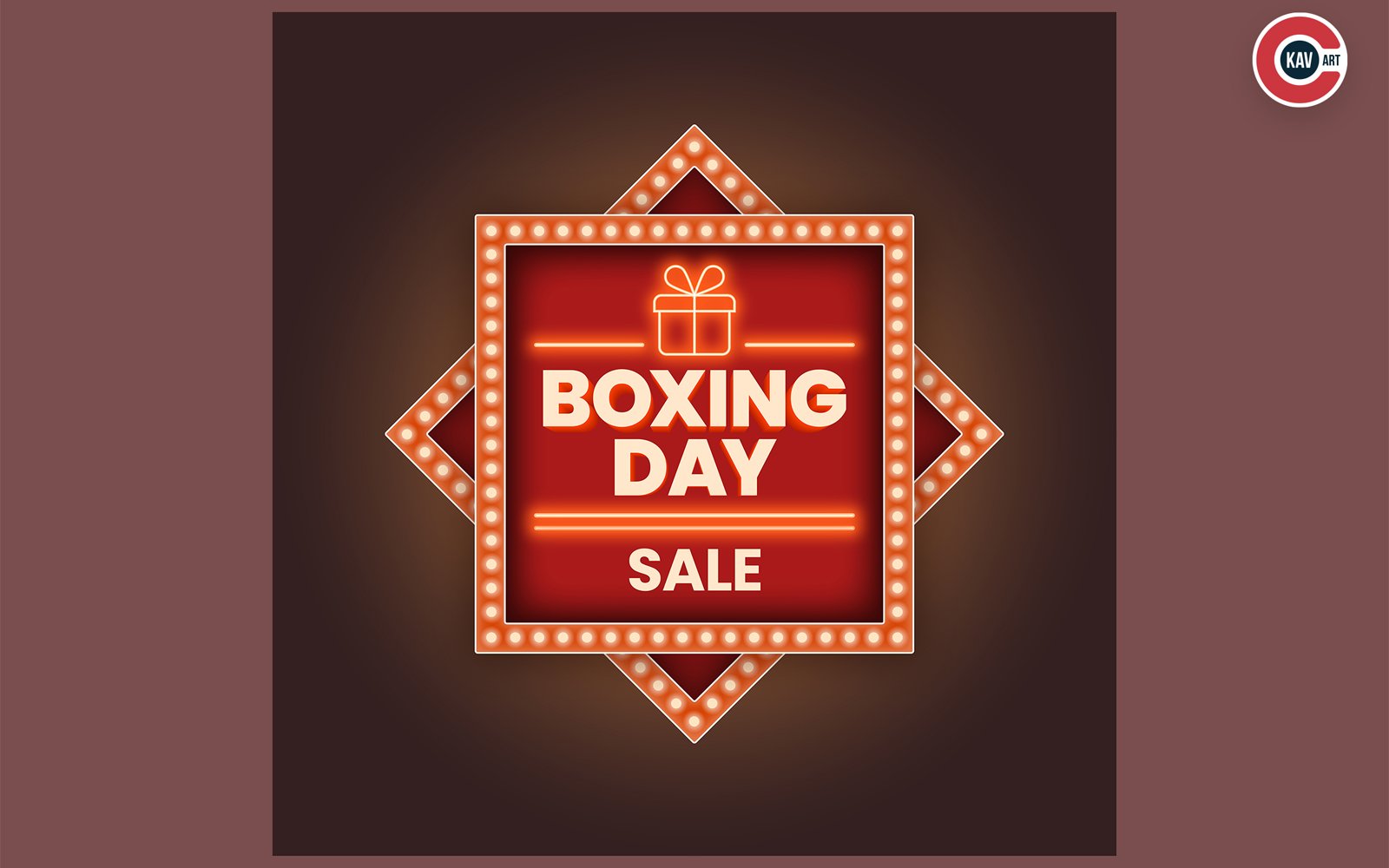 Boxing day sale banner with light board effect for social media post design template - 00007