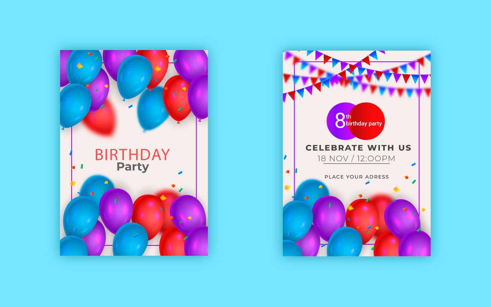 Birthday congratulations template design with balloon  birthday background style