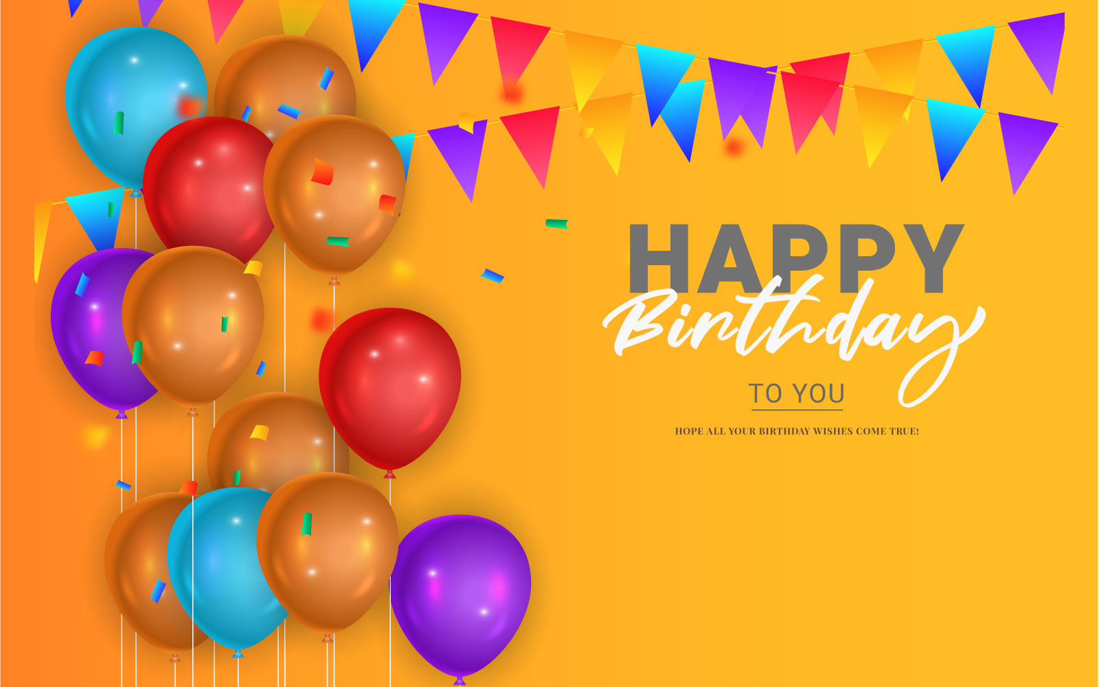 Birthday congratulations template design with Colorful balloons  birthdays