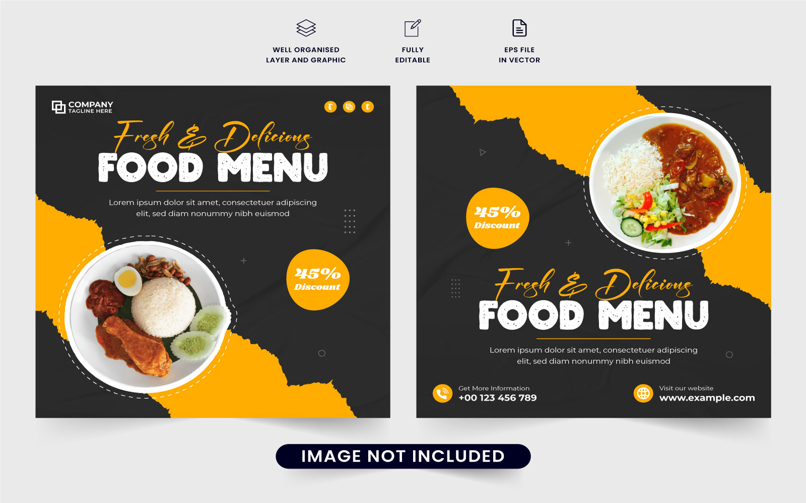 Food menu promotion poster design vector