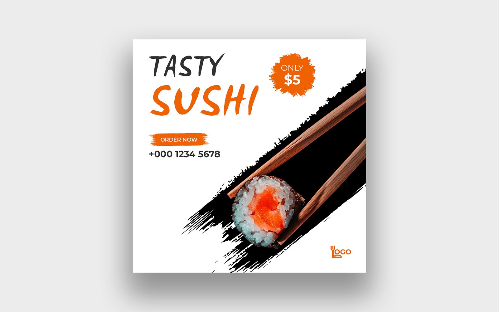 Asian food sushi facebook instagram post template