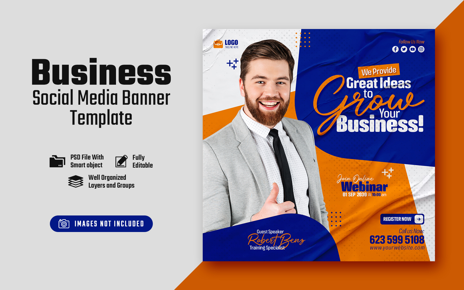 Great Ideas To Grow Your Business Social Media Post Banner Template