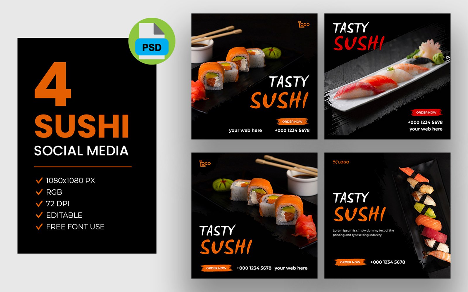Sushi menu social media bundle