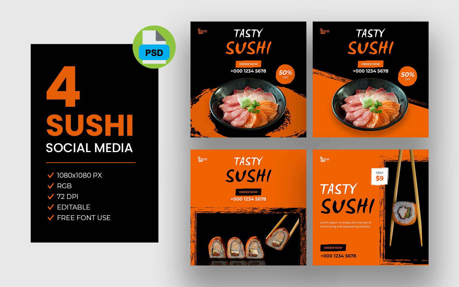 Japanese sushi facebook post bundle