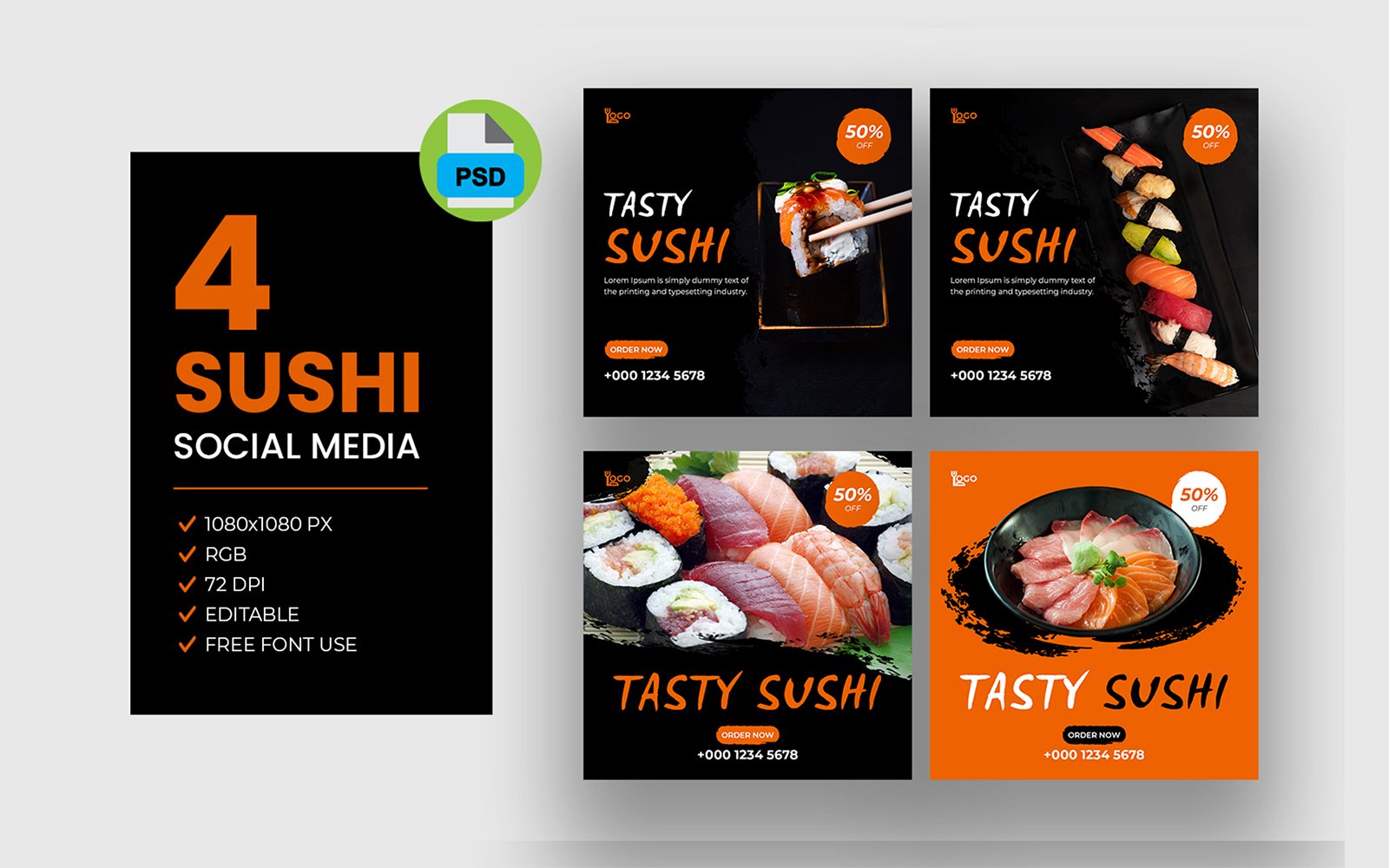 Japanese sushi food facebook post bundle