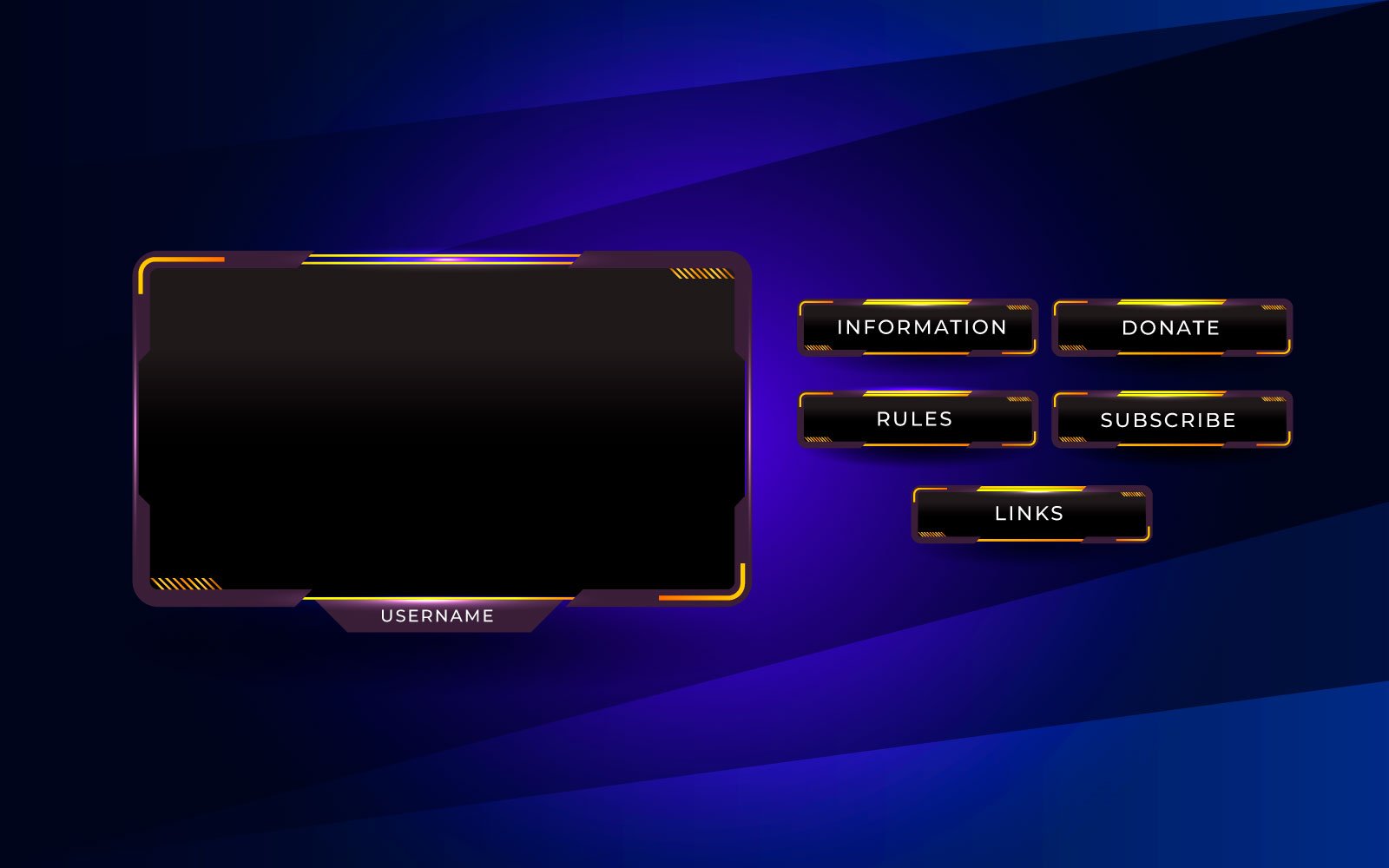 Twitch stream overlay package including facecam overlay,  starting soon, twitch panels