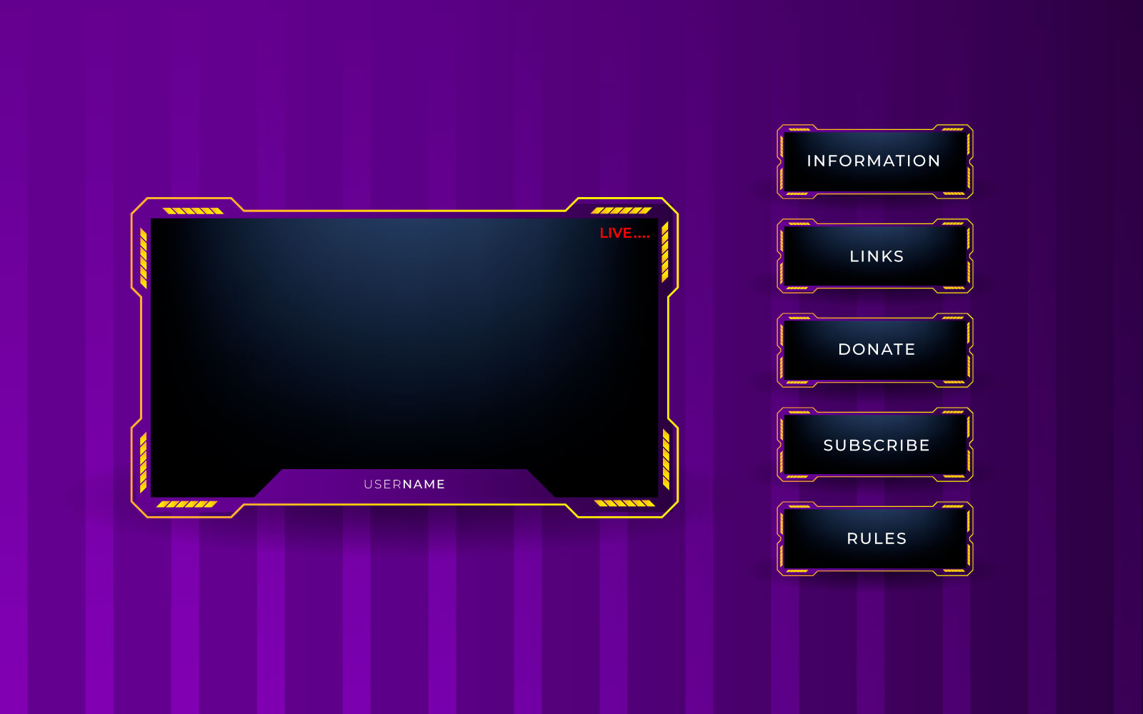 Twitch live stream overlay package including facecam overlay, offline, starting soon, twitch panel