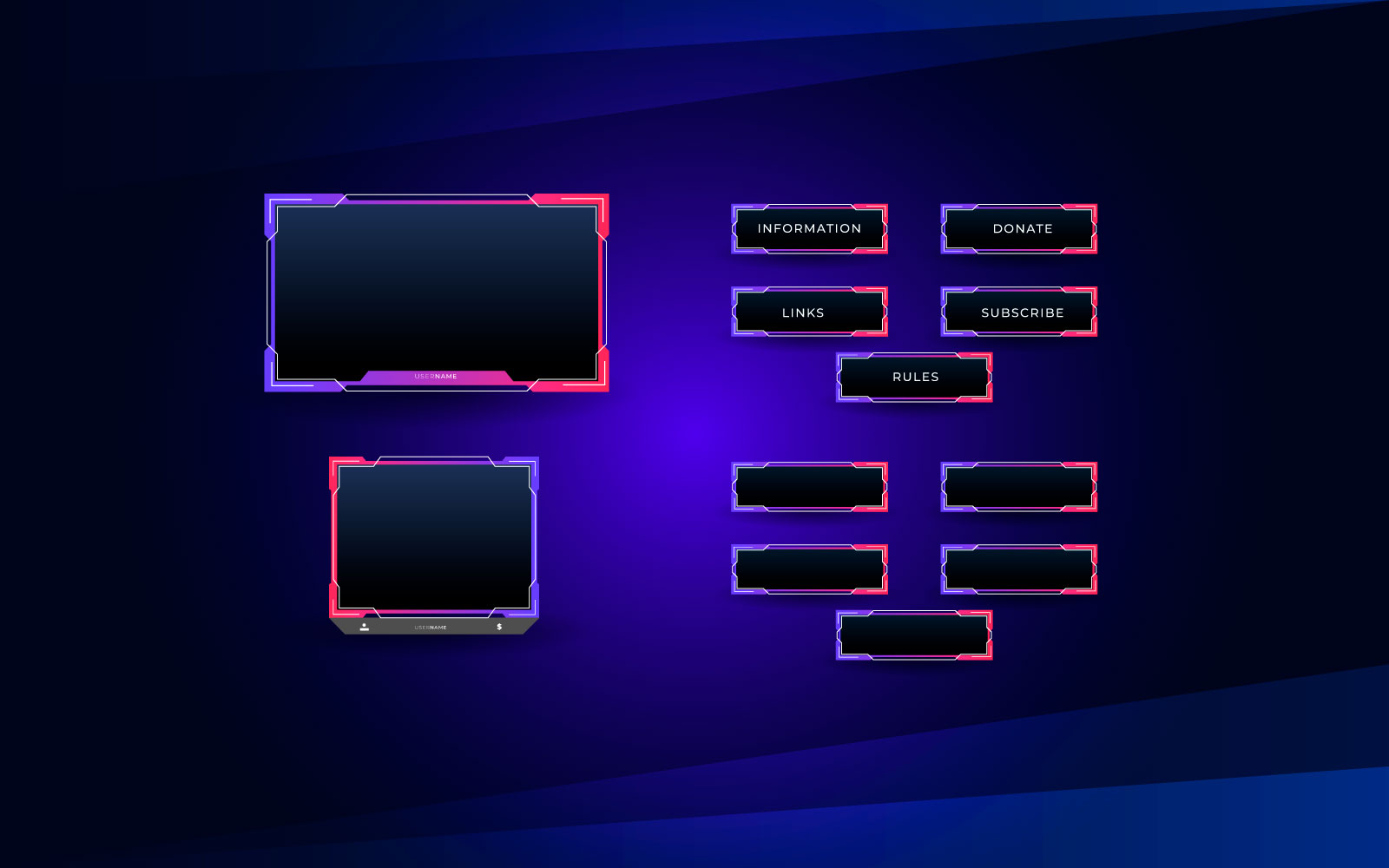 Twitch live  stream overlay package including facecam overlay