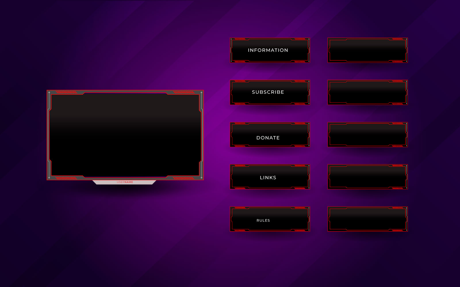 Twitch stream overlay package including facecam overlays