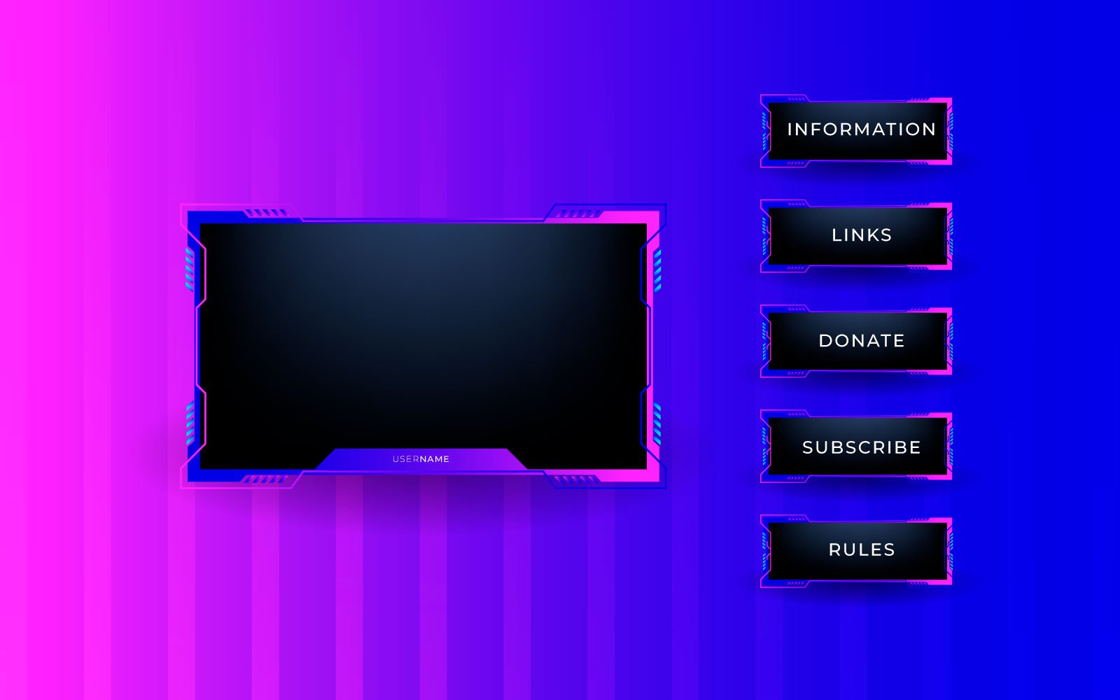 Streaming screen panel overlay design template theme. Live video strimimg