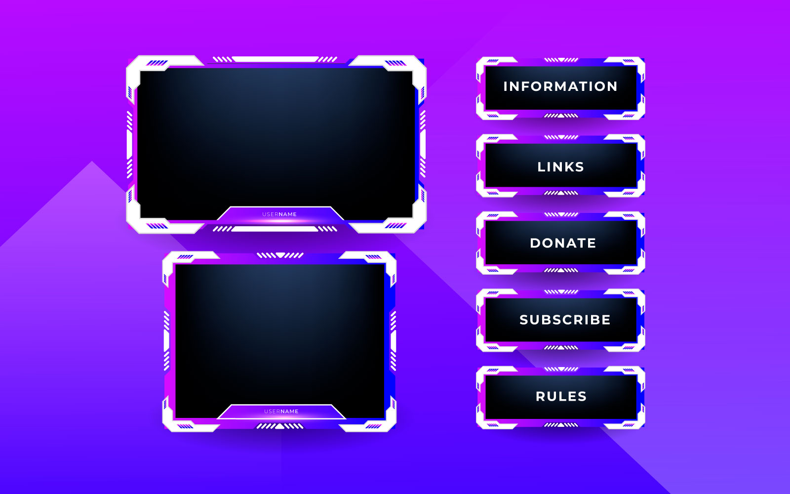 Streaming screen panel overlay design template  online stream futuristic technology style