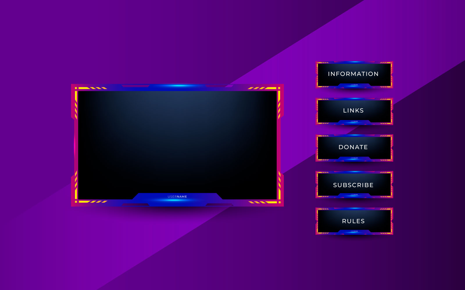 Live Streaming screen panel overlay design template theme. Live video