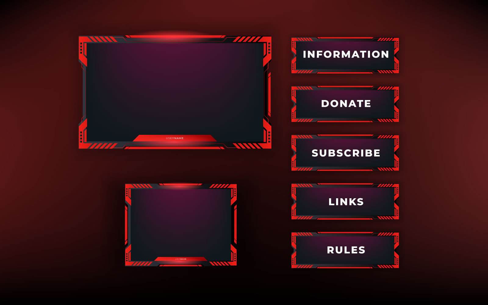 Streaming screen panel overlay design template