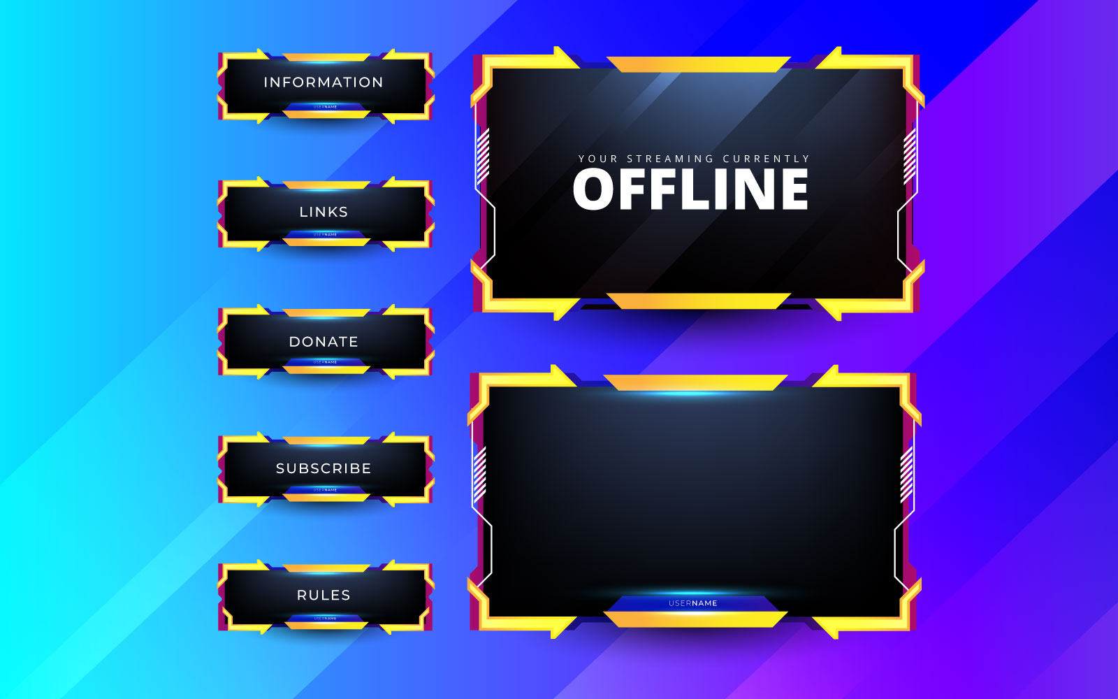Streaming screen panel overlay design template theme. Live video style