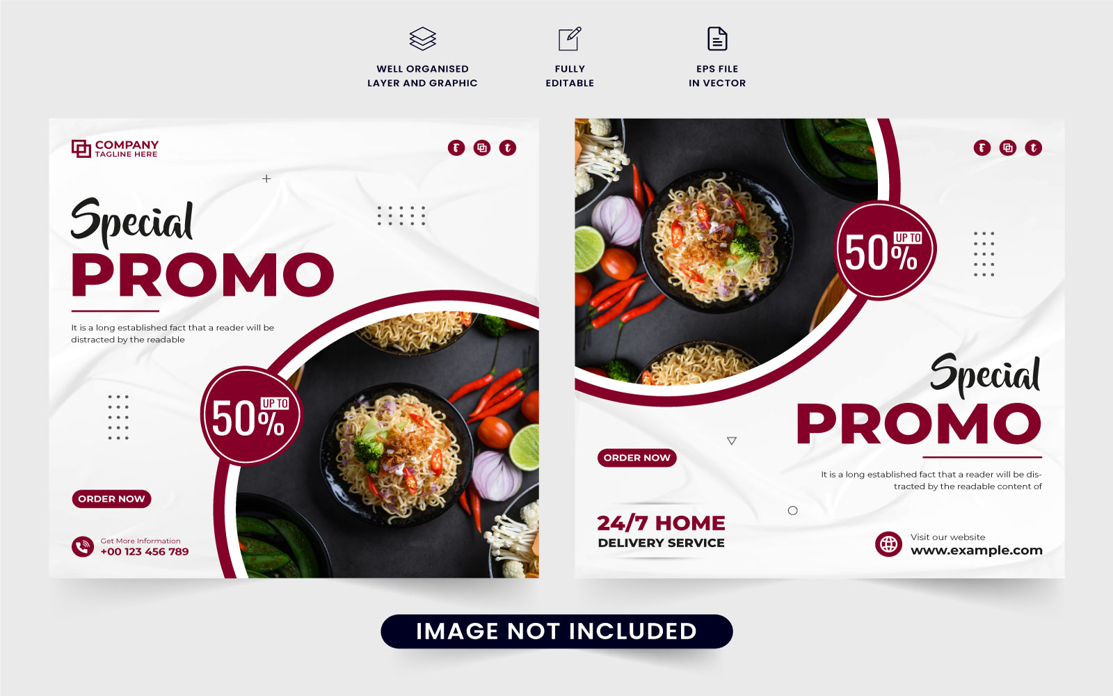 Food discount promo template vector