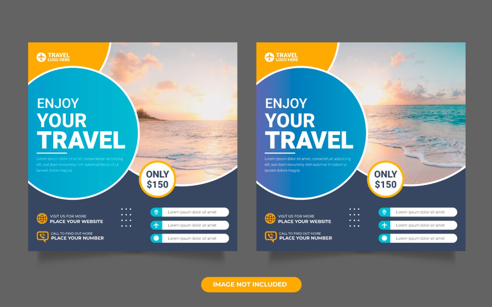 Vector travel holiday vacation social media post web banner