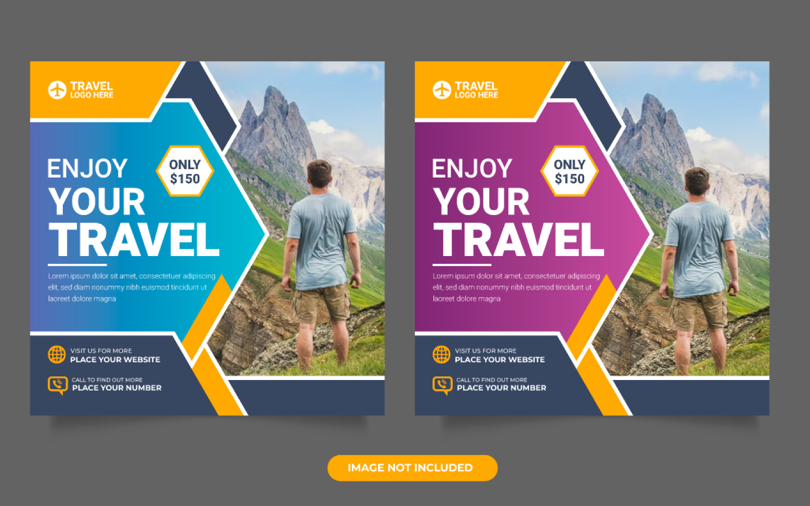 Travel holiday vacation social media post web travel angency template concept
