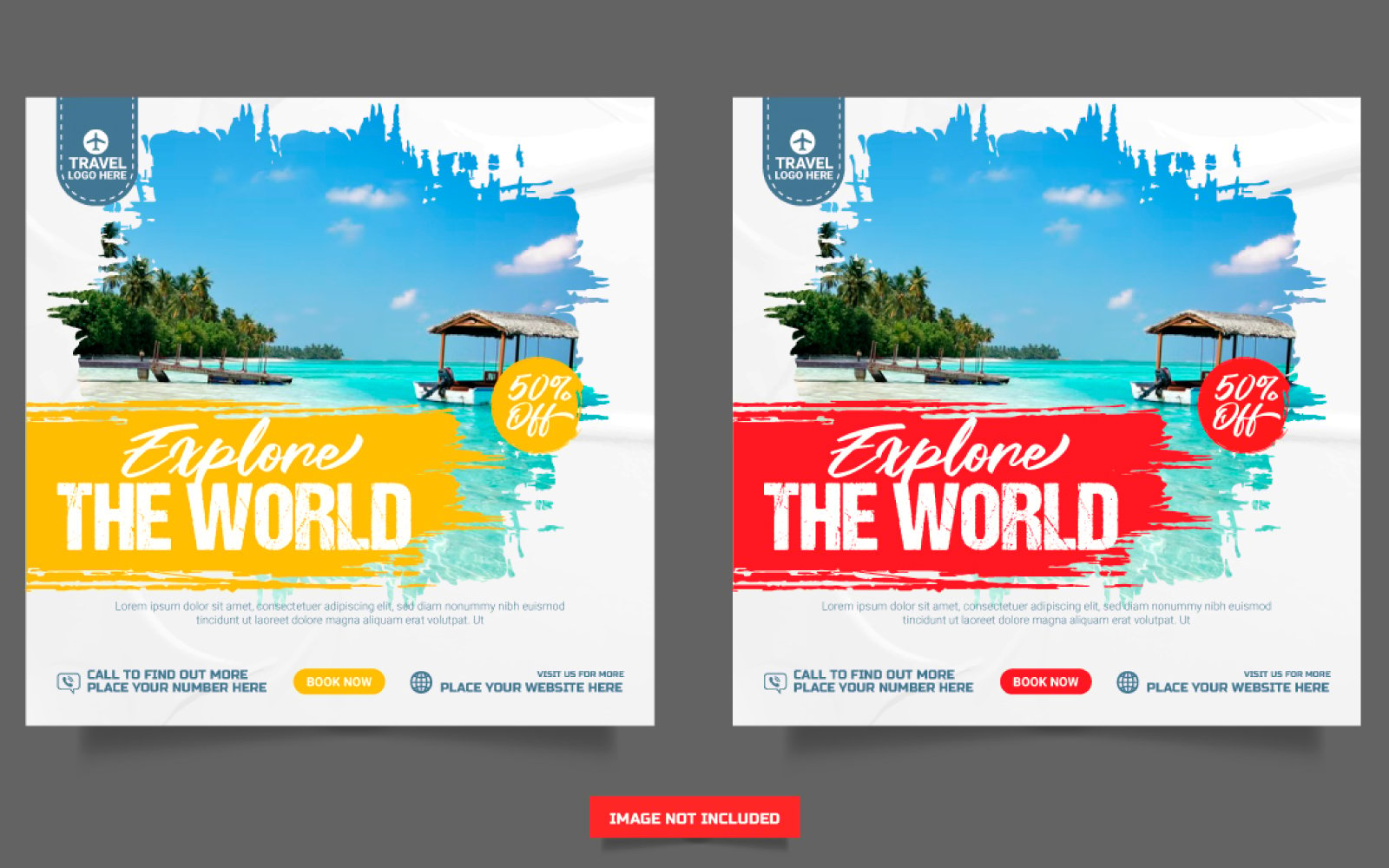 Vector Travel holiday vacation social media post web travel angency template design