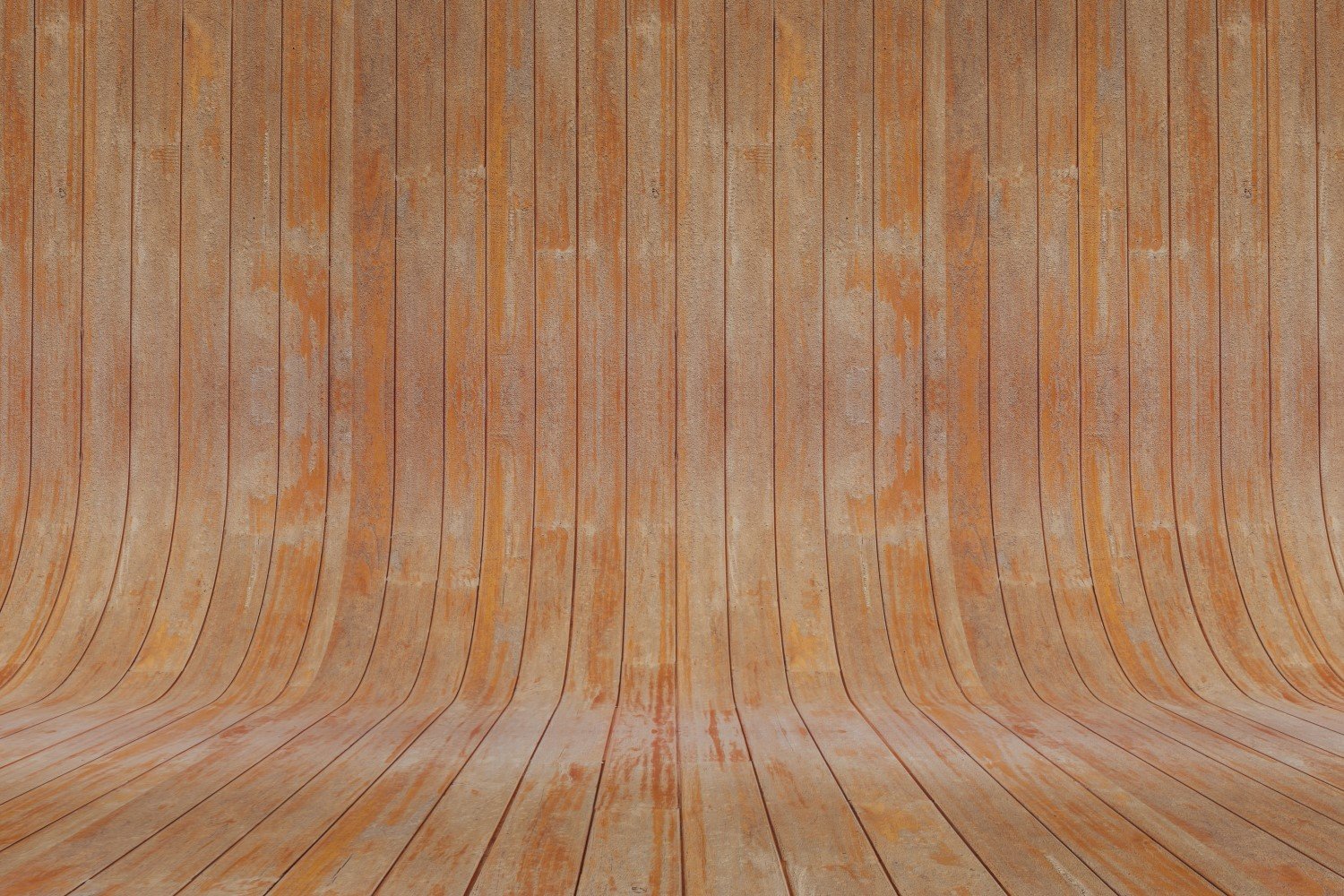 Curved orange grunge Wood Parquet background