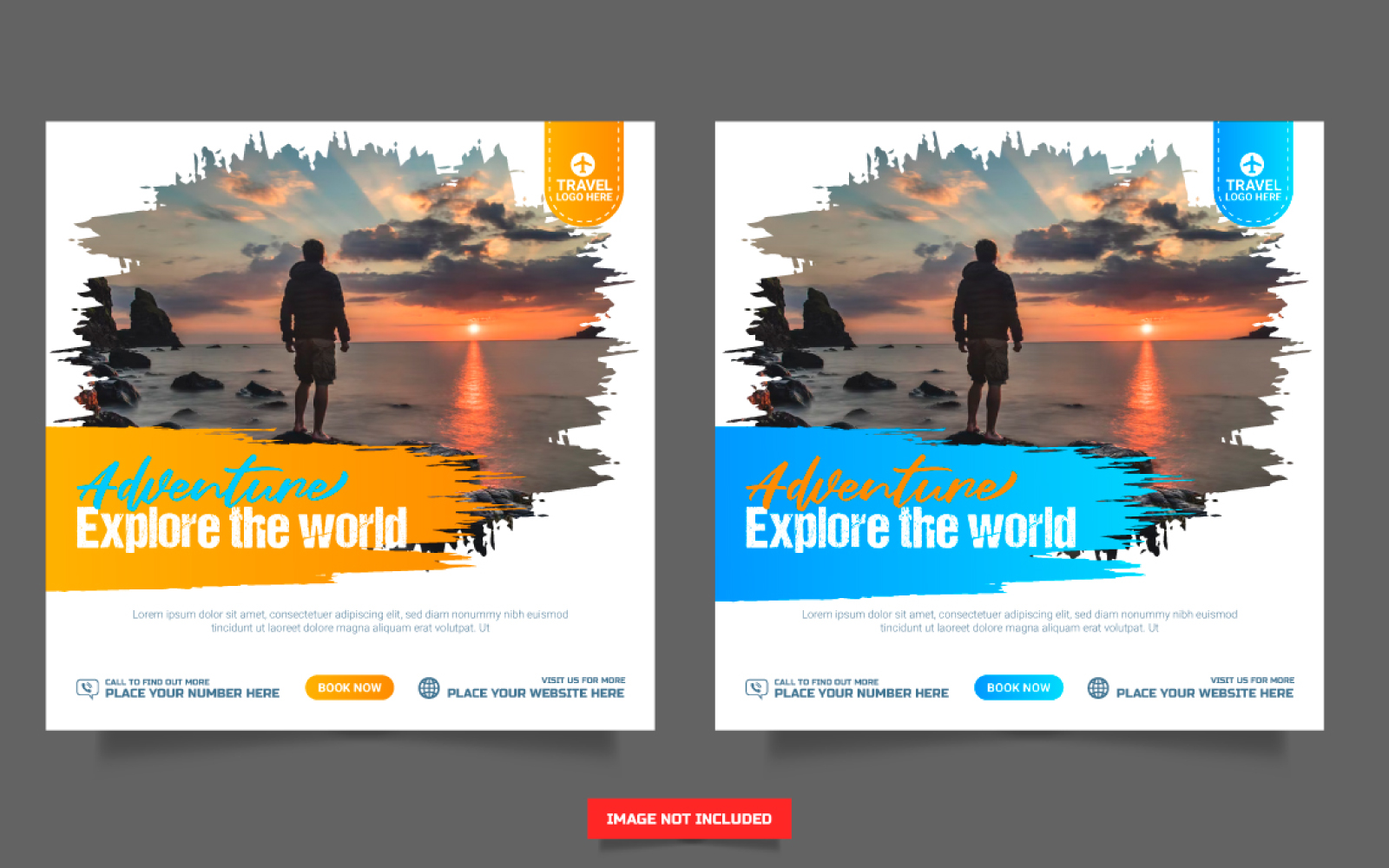 Travel agency social media post template. Web banner, flyer or poster vector  design