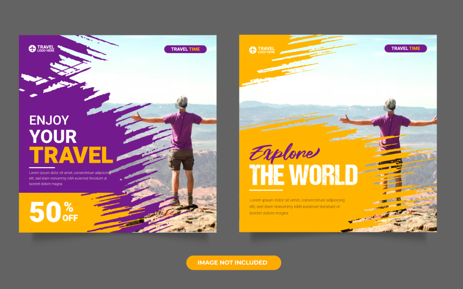 Travel agency social media post template. Web banner and  poster for travelling agency