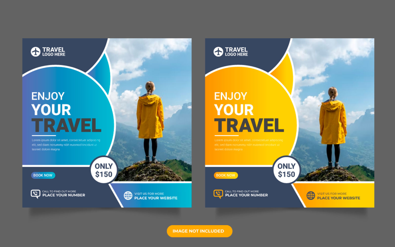 Travel agency social media post template. and travelling agency business offer promotion