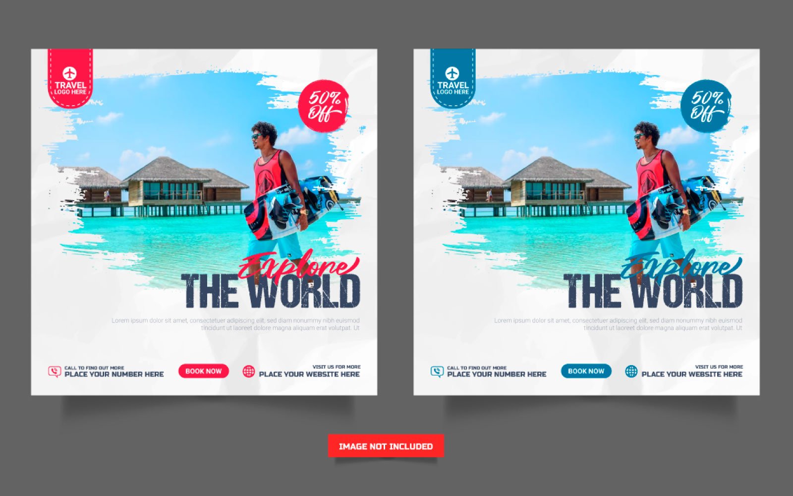 Travel agency social media post template.  travelling agency business offer promotion vector design