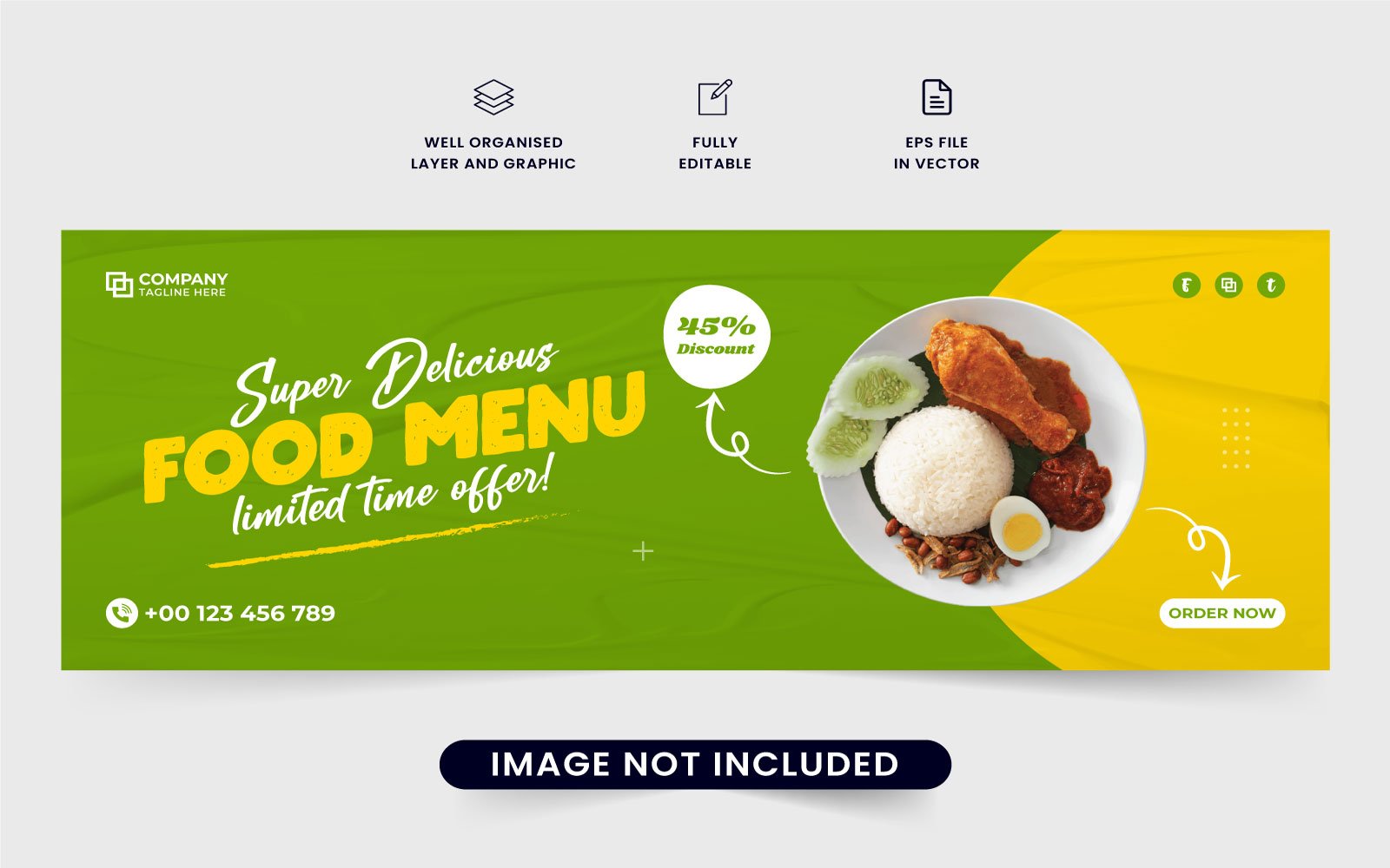 Culinary food social media cover vector