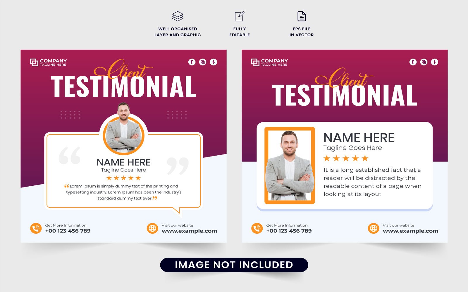 Client testimonial template vector design