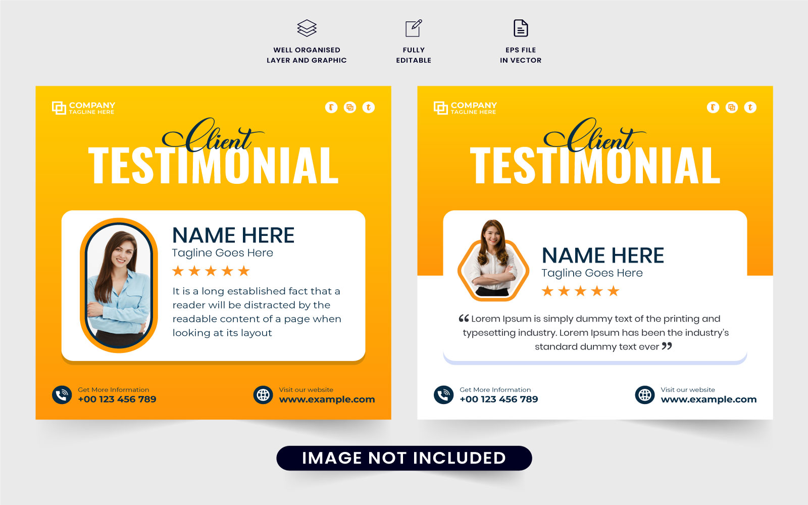 Client testimonial layout template vector