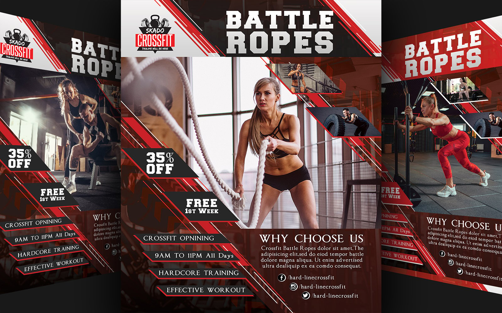 Hardcore Crossfit Flyer Gym Design