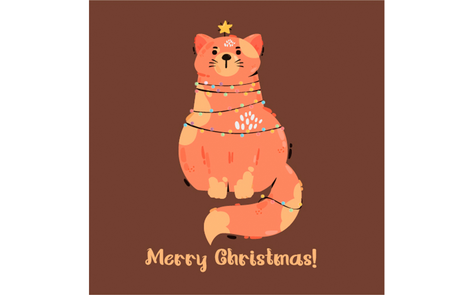Christmas Card with Cat Illustration