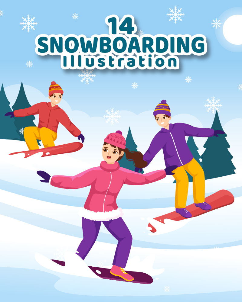 14 Snowboarding Illustration