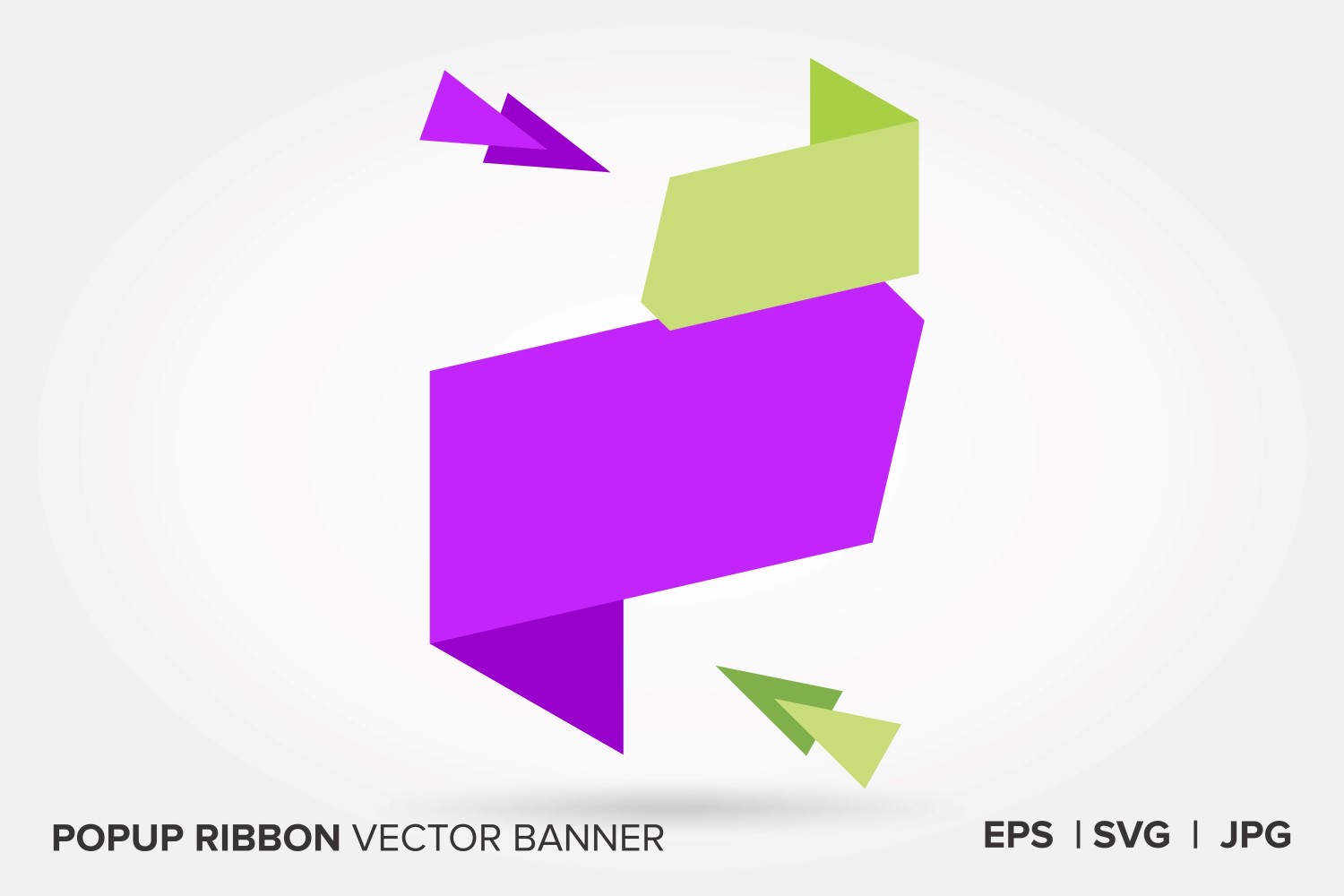 Light Green And Purple Color Popup Ribbon Vector Banner