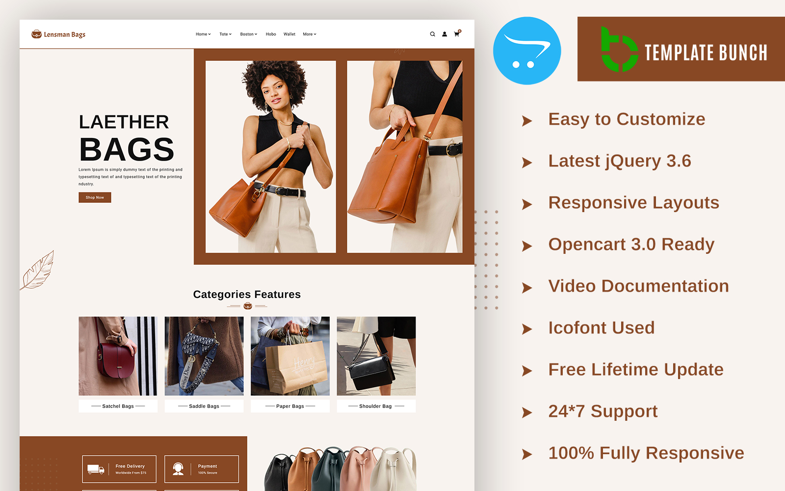 Lensman Bags - Responsive OpenCart Theme for eCommerce