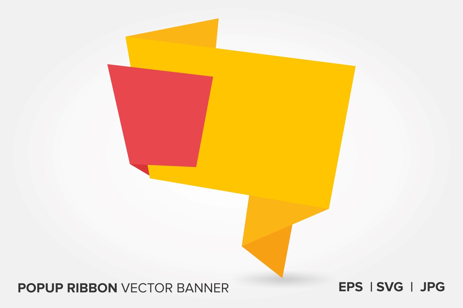 Red And Yellow Color Popup Ribbon Vector Banner