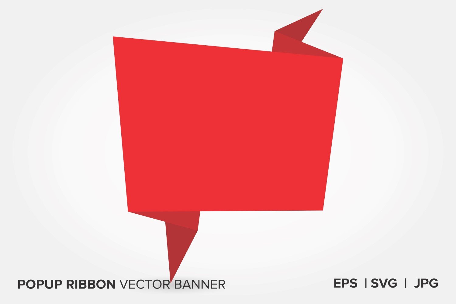 Red Color Popup Ribbon Vector Banner.