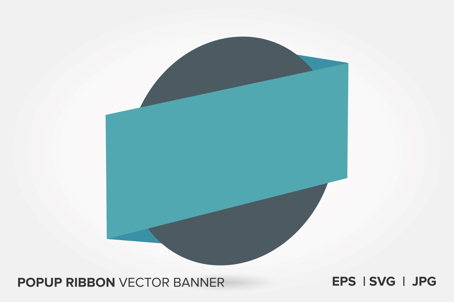Teal And Dark Grey Color Popup Ribbon Vector Banner