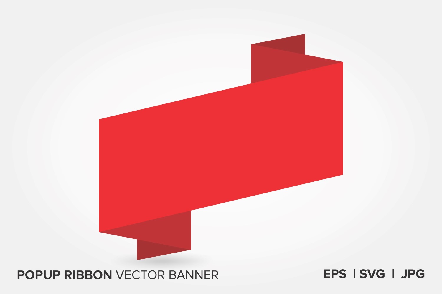 Red Color Popup Ribbon Vector Banner .