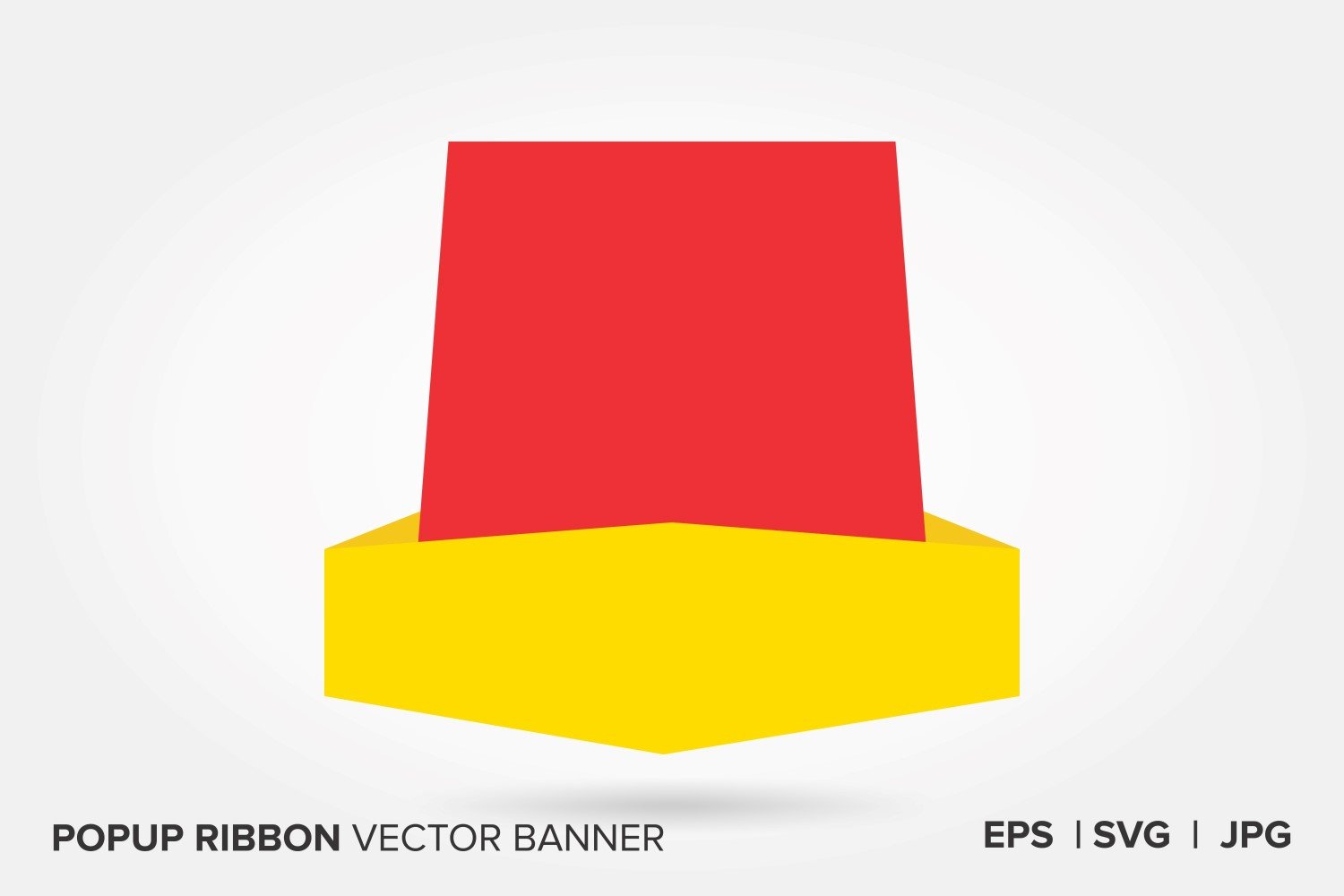 Yellow And Red Color Popup Ribbon Vector Banner.