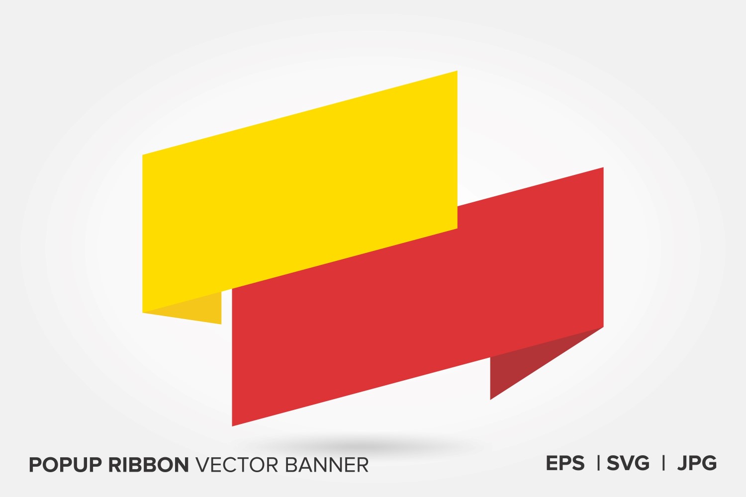 Red And Yellow Color Popup Ribbon Vector Banner.